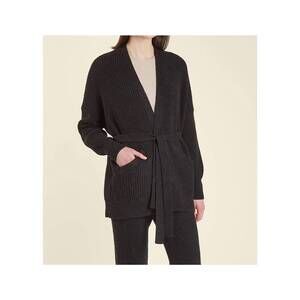 NEW OYUN waffle cocoon cardigan in caviar